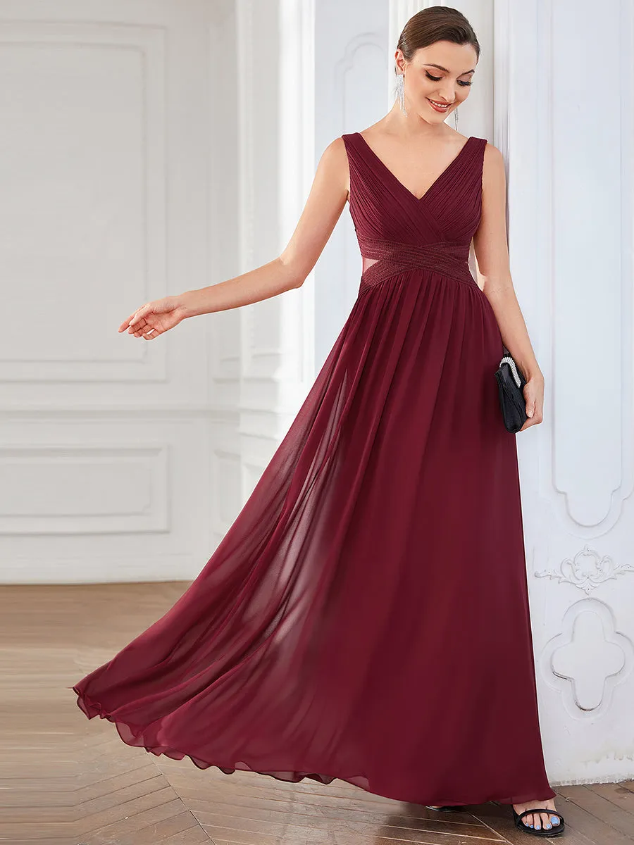 Deep V Neck A Line Strapless Hollow Out Wholesale Evening Dresses