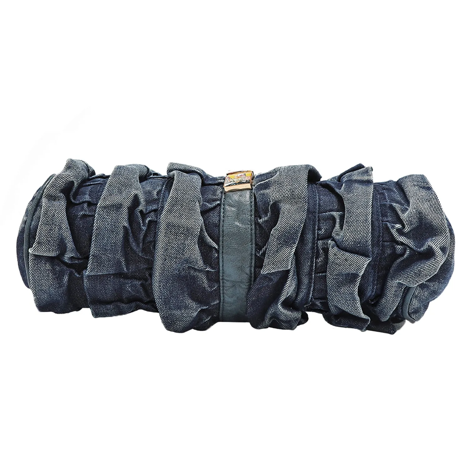 DENIM RUCHED HANDBAG