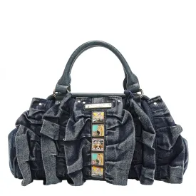 DENIM RUCHED HANDBAG