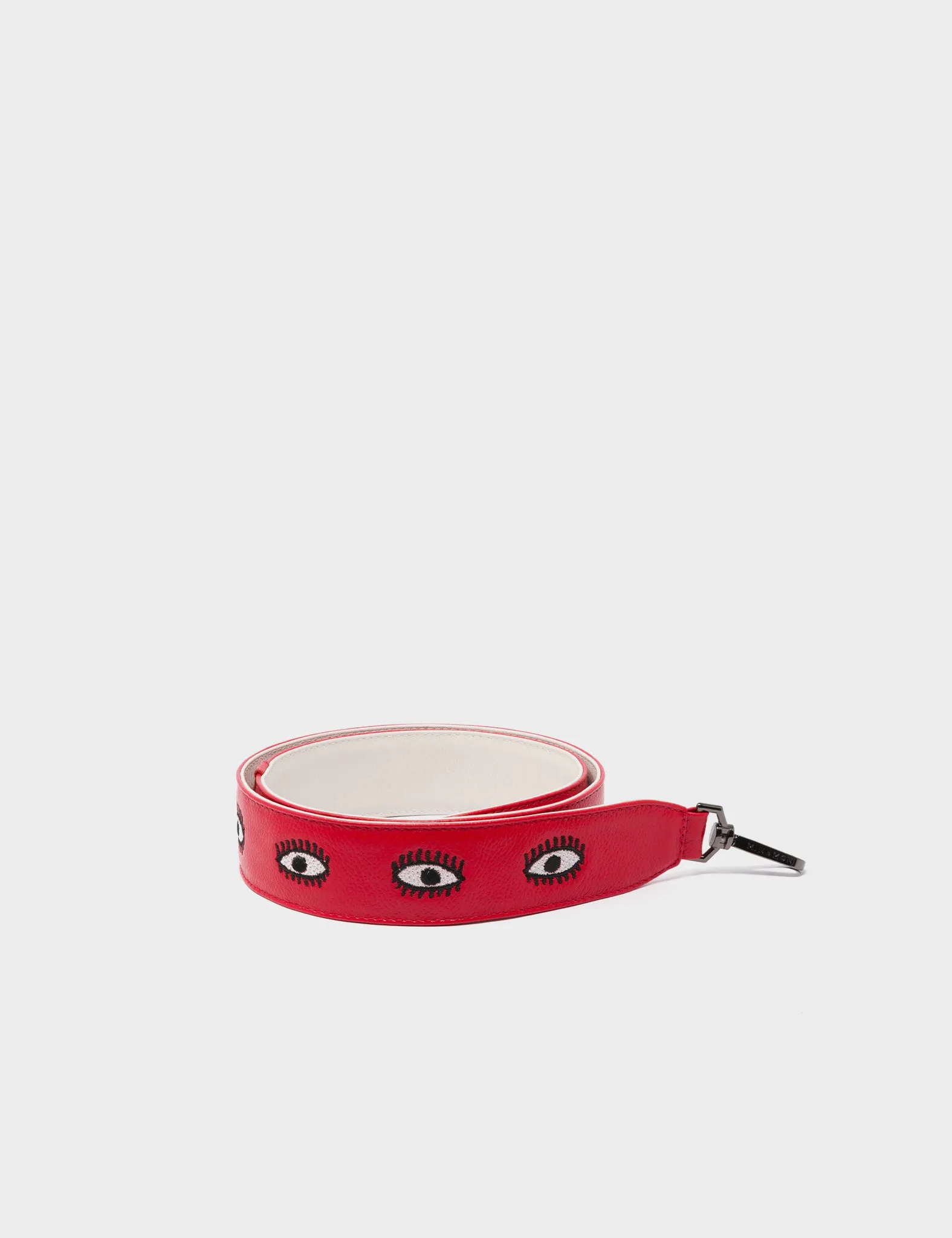 Detachable Red Leather Shoulder Strap - All Over Eyes Embroidery