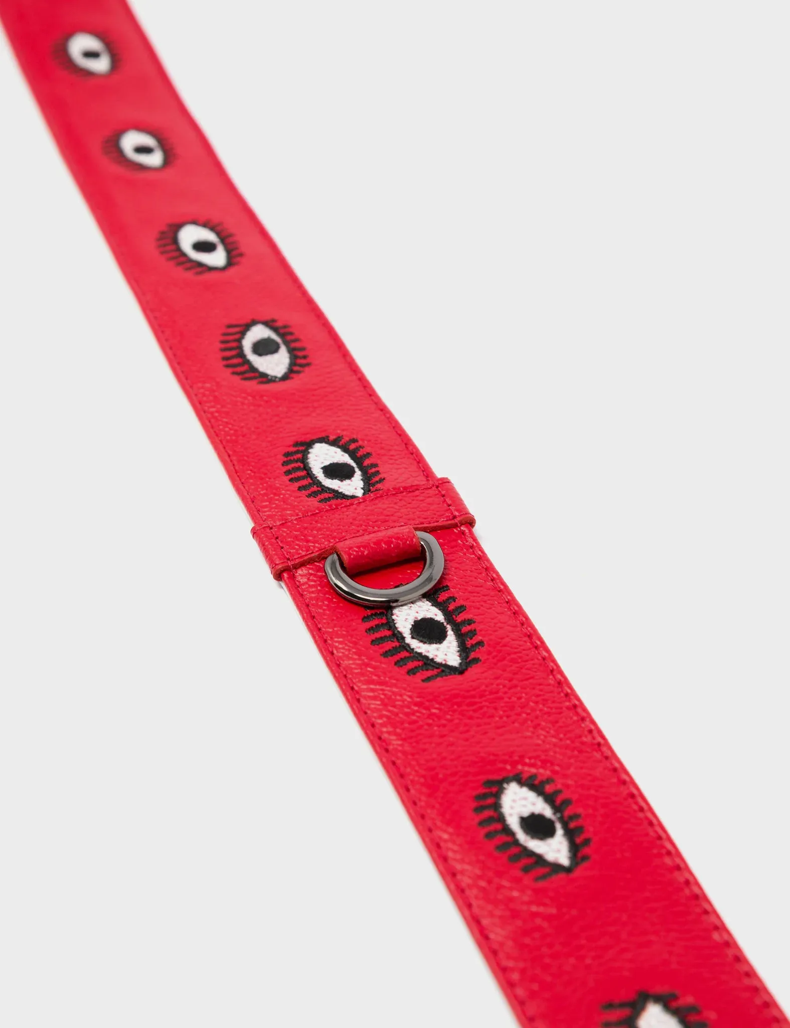 Detachable Red Leather Shoulder Strap - All Over Eyes Embroidery