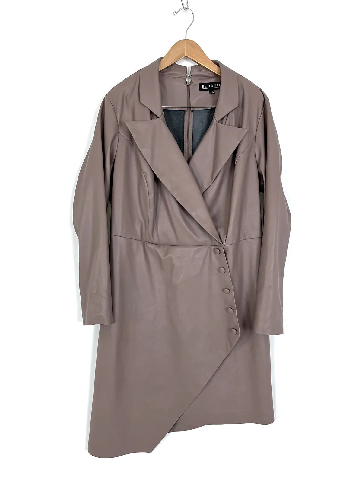 eloquii Size 20 Taupe Faux Leather Jacket Dress