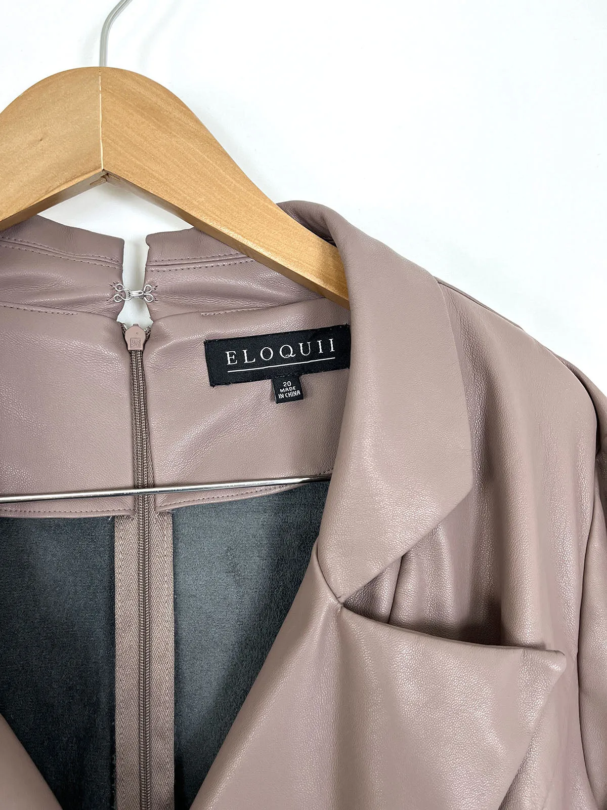 eloquii Size 20 Taupe Faux Leather Jacket Dress