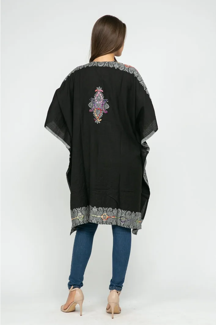 Embroidered Kimono ~ Black & Gray