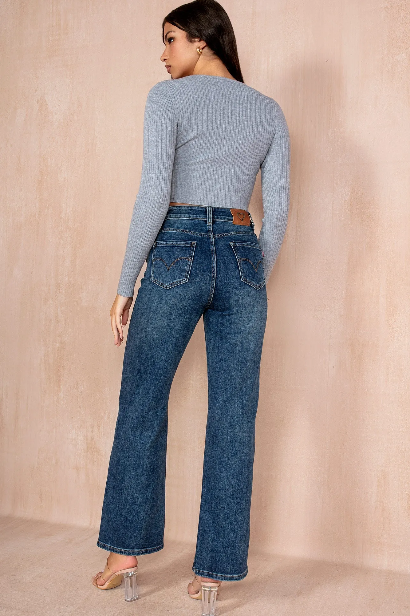 Ethel Mid Blue Wide Leg Jeans