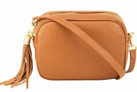 Fabucci Tan leather Crossbody Bag