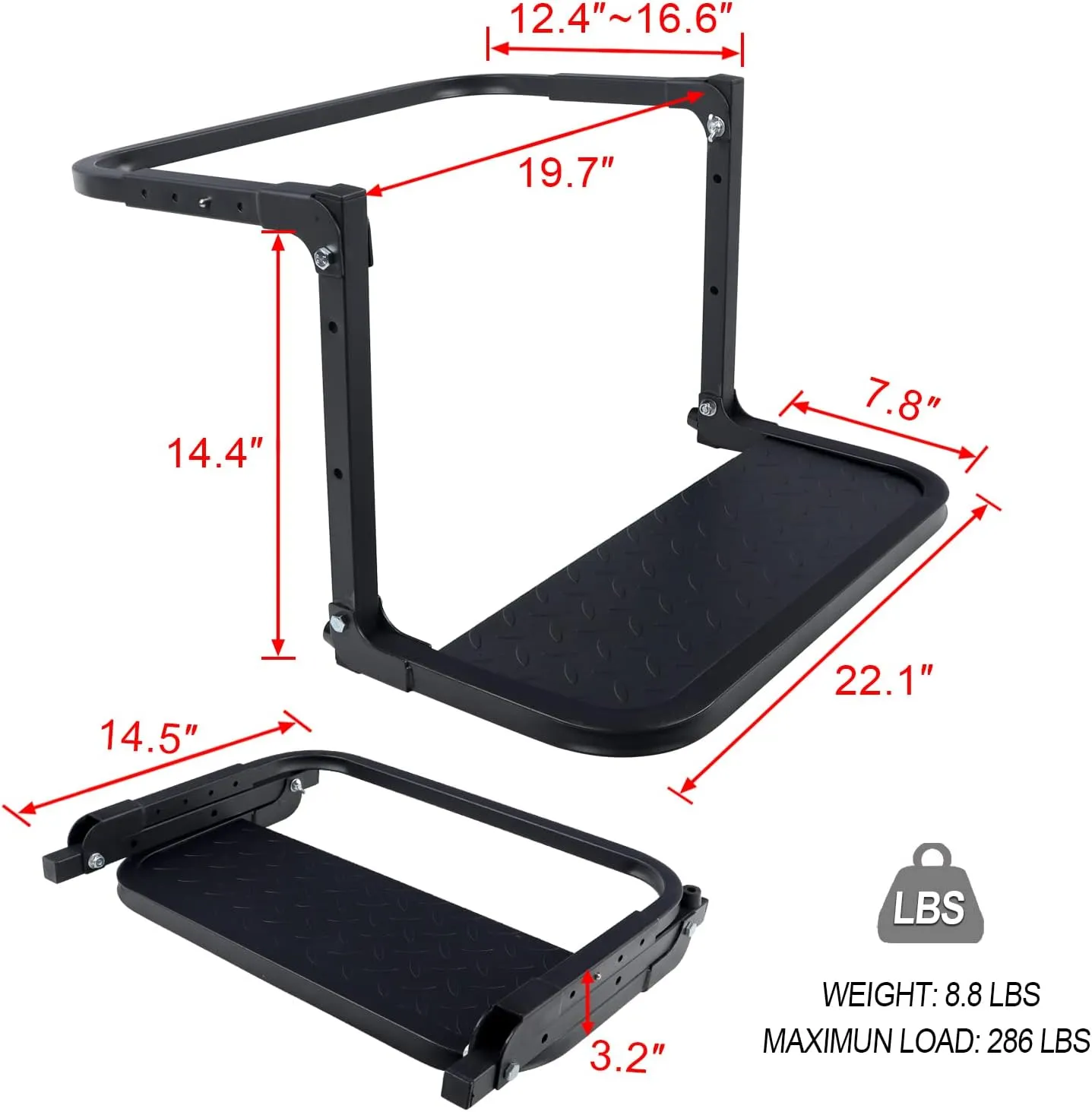 Folding Heavy Duty Tire Steps for Pickup Truck, SUV and RVs, Adjustable Tire Mounted Auto Step Fits Any Tire from 9" to 13", Rated up to 300 lbs