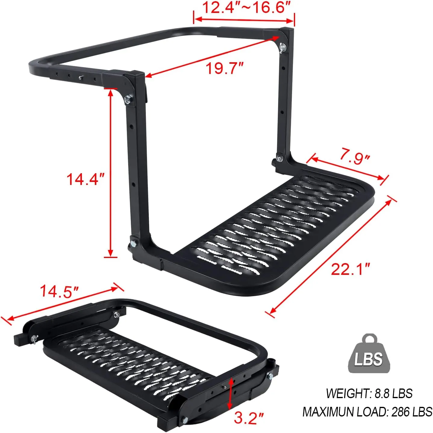 Folding Heavy Duty Tire Steps for Pickup Truck, SUV and RVs, Adjustable Tire Mounted Auto Step Fits Any Tire from 9" to 13", Rated up to 300 lbs