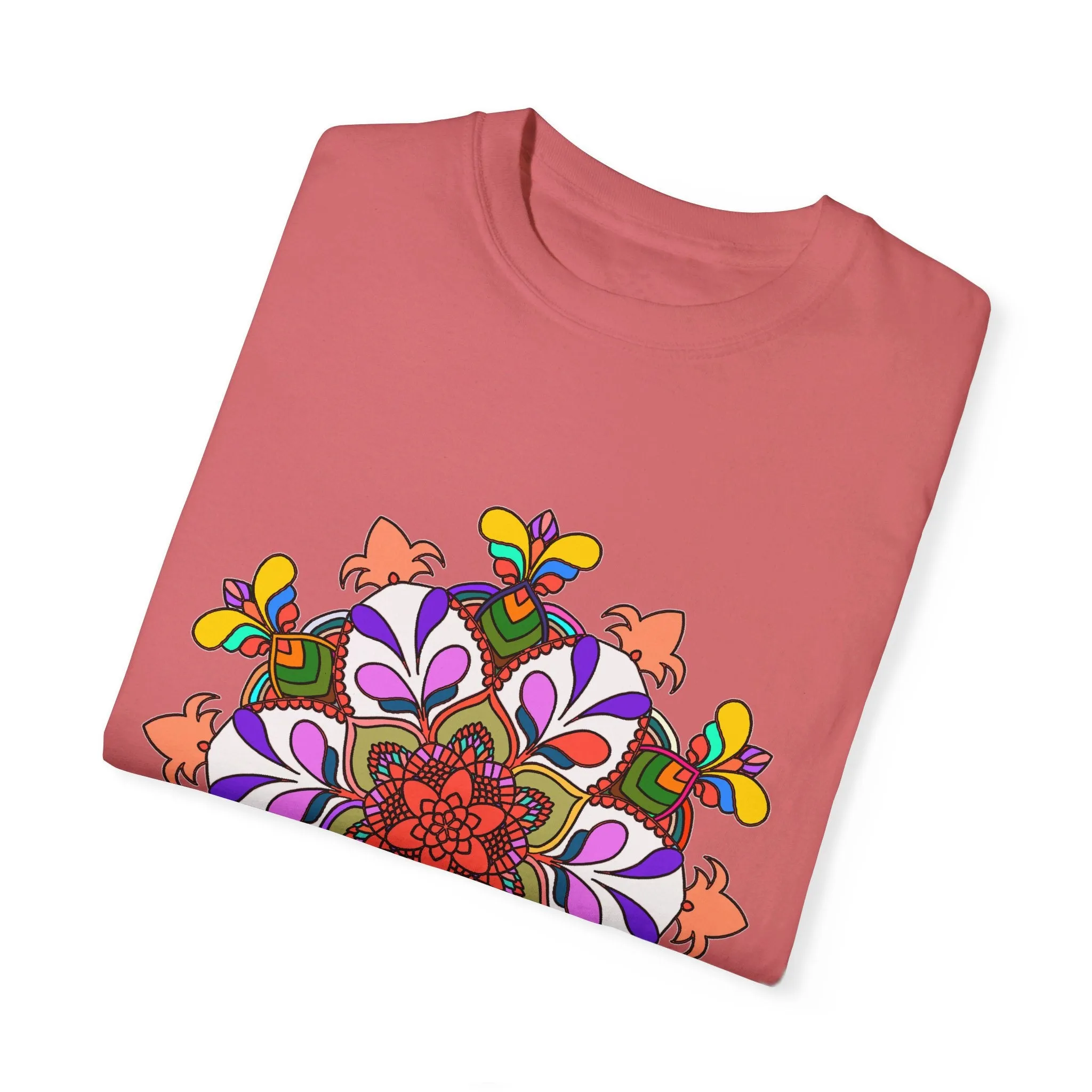 Hand-Drawn Mandala Art T-Shirt - 100% Ring-Spun Cotton - Garment-Dyed for Extra Comfort