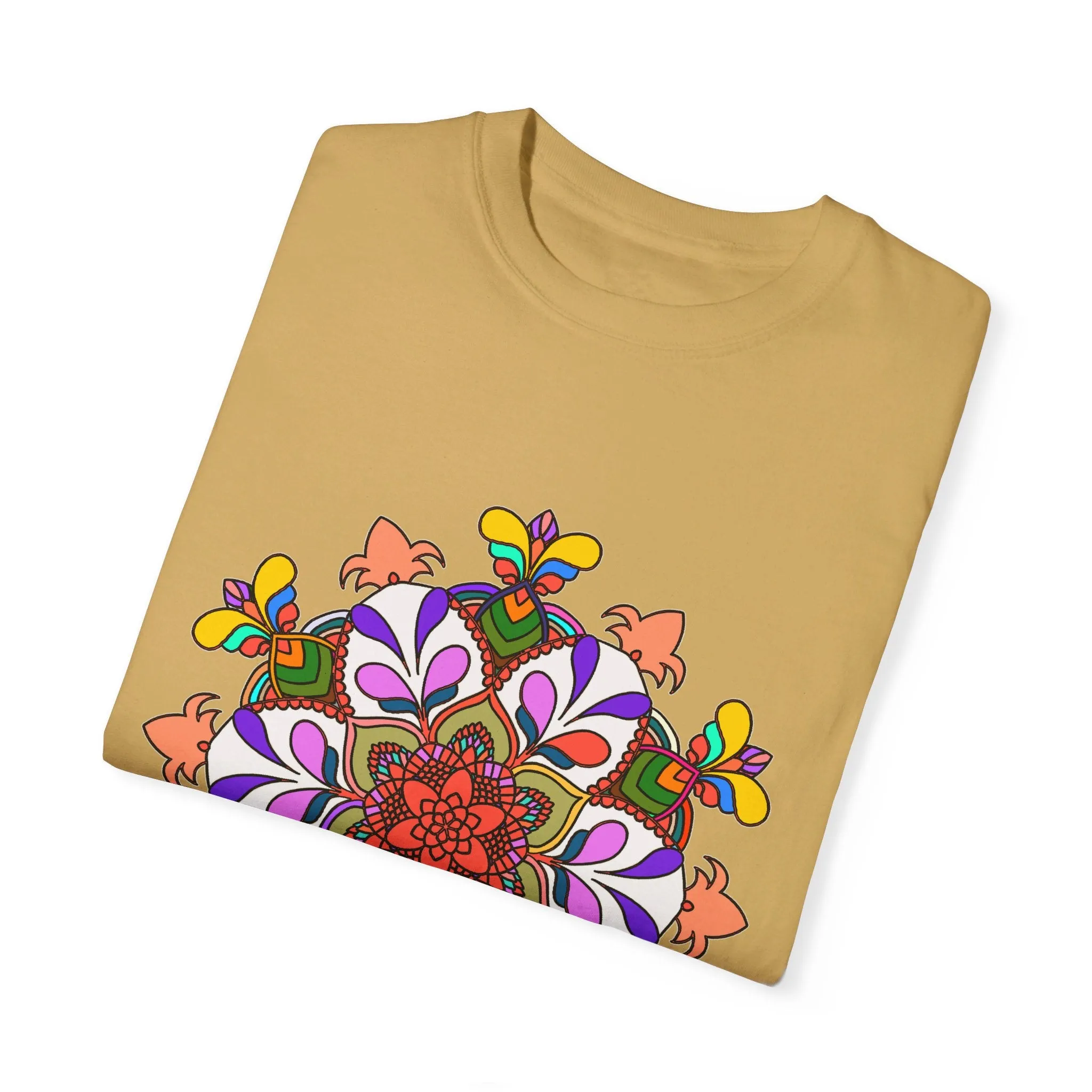 Hand-Drawn Mandala Art T-Shirt - 100% Ring-Spun Cotton - Garment-Dyed for Extra Comfort