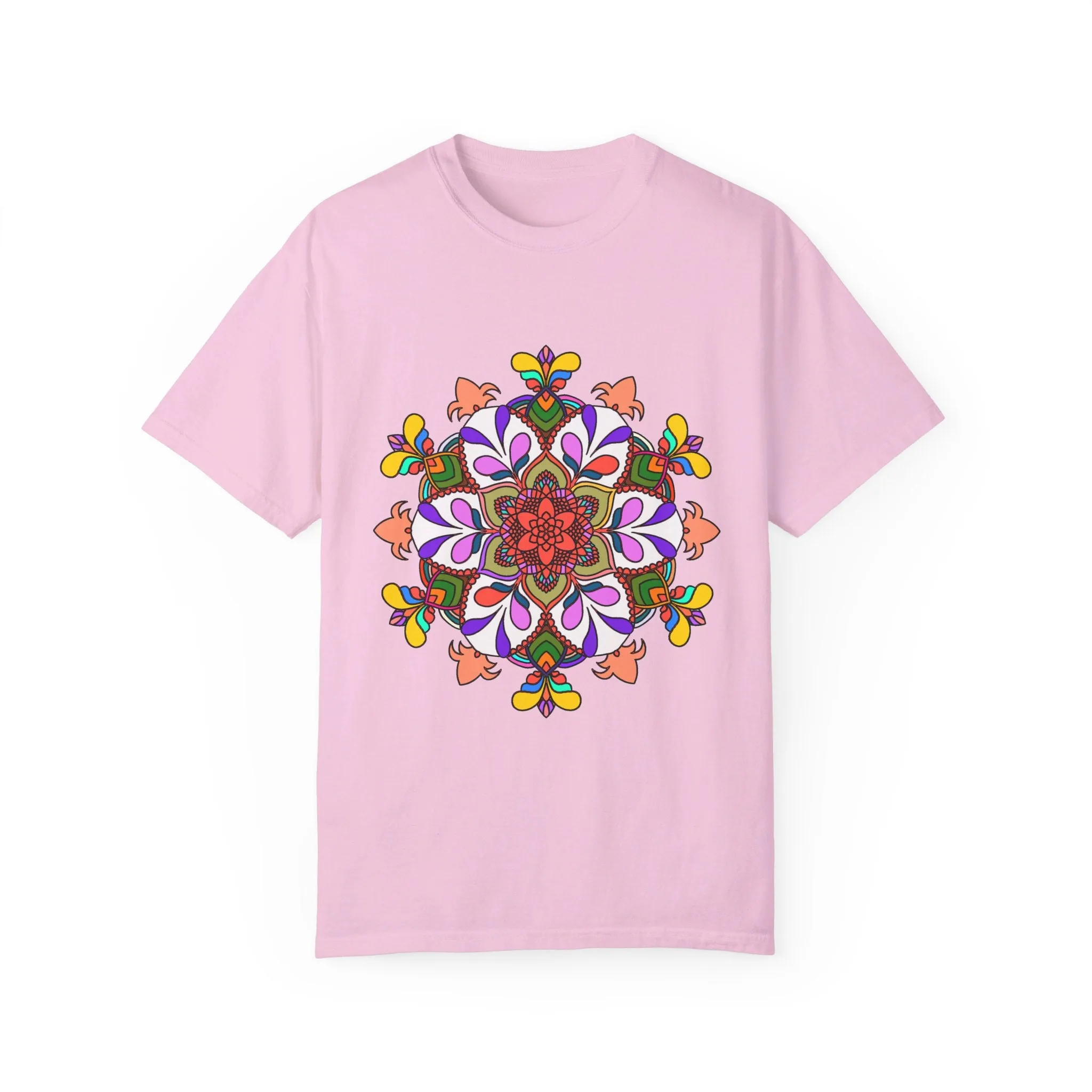 Hand-Drawn Mandala Art T-Shirt - 100% Ring-Spun Cotton - Garment-Dyed for Extra Comfort