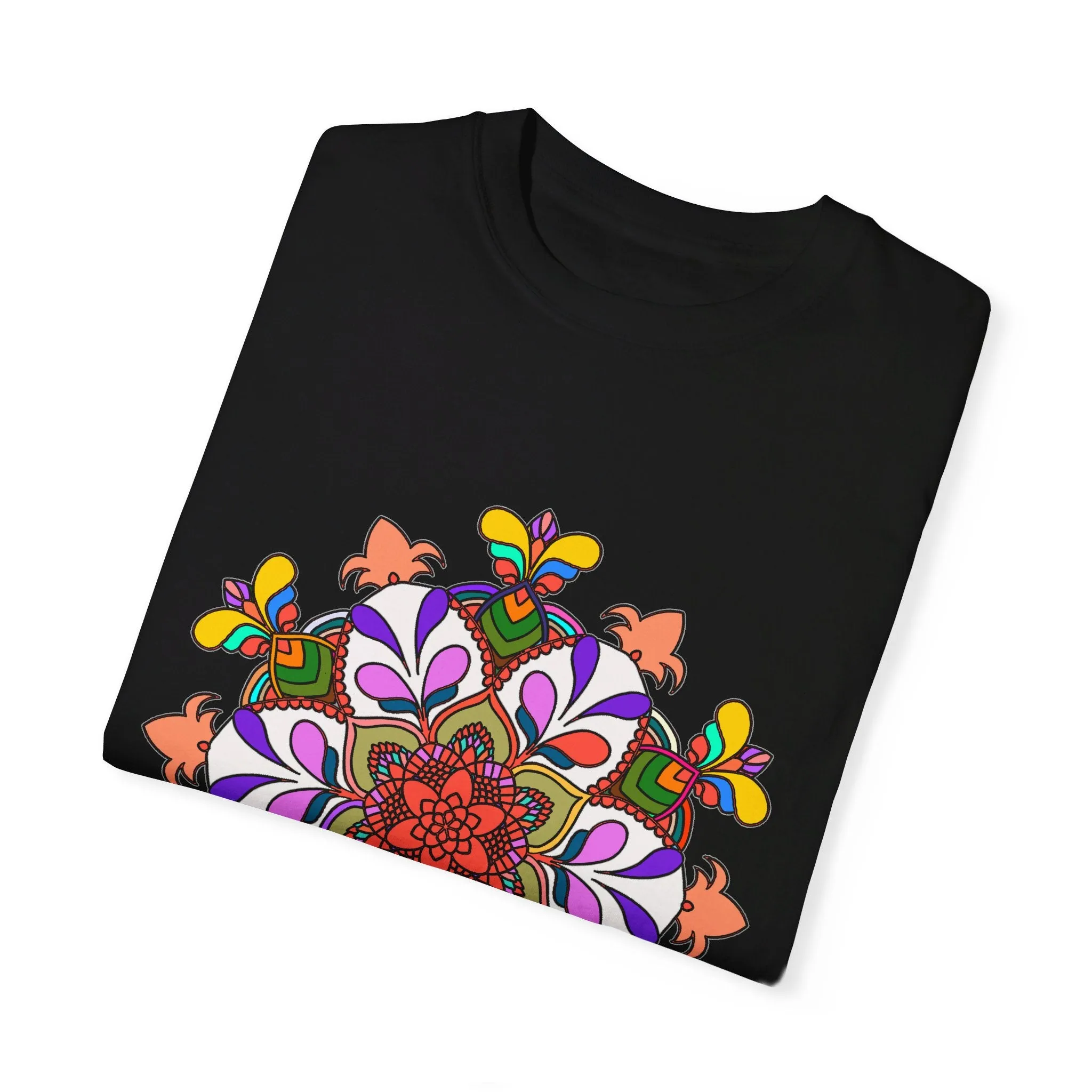 Hand-Drawn Mandala Art T-Shirt - 100% Ring-Spun Cotton - Garment-Dyed for Extra Comfort