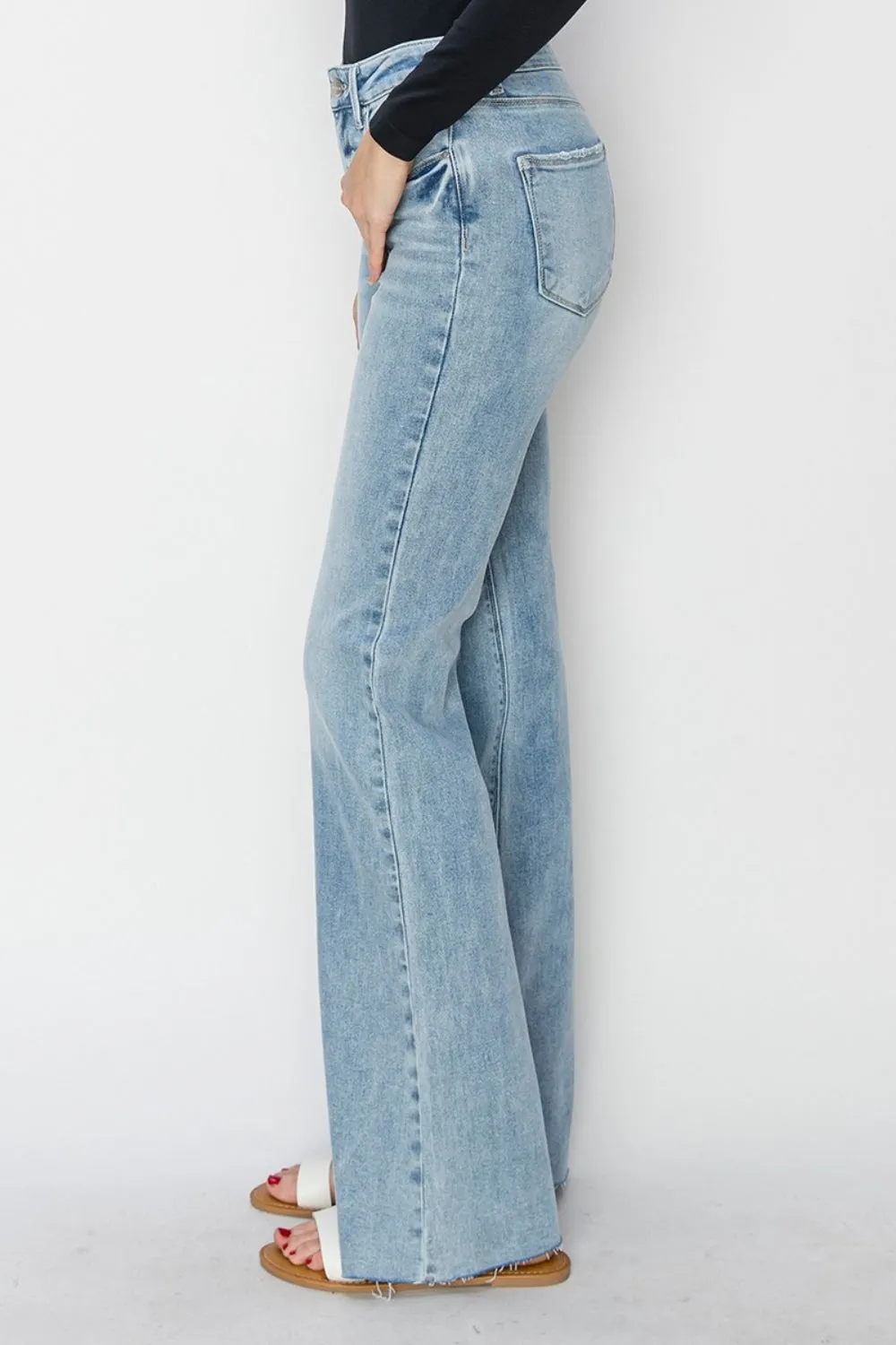 High Rise Raw Cut Bootcut Jeans