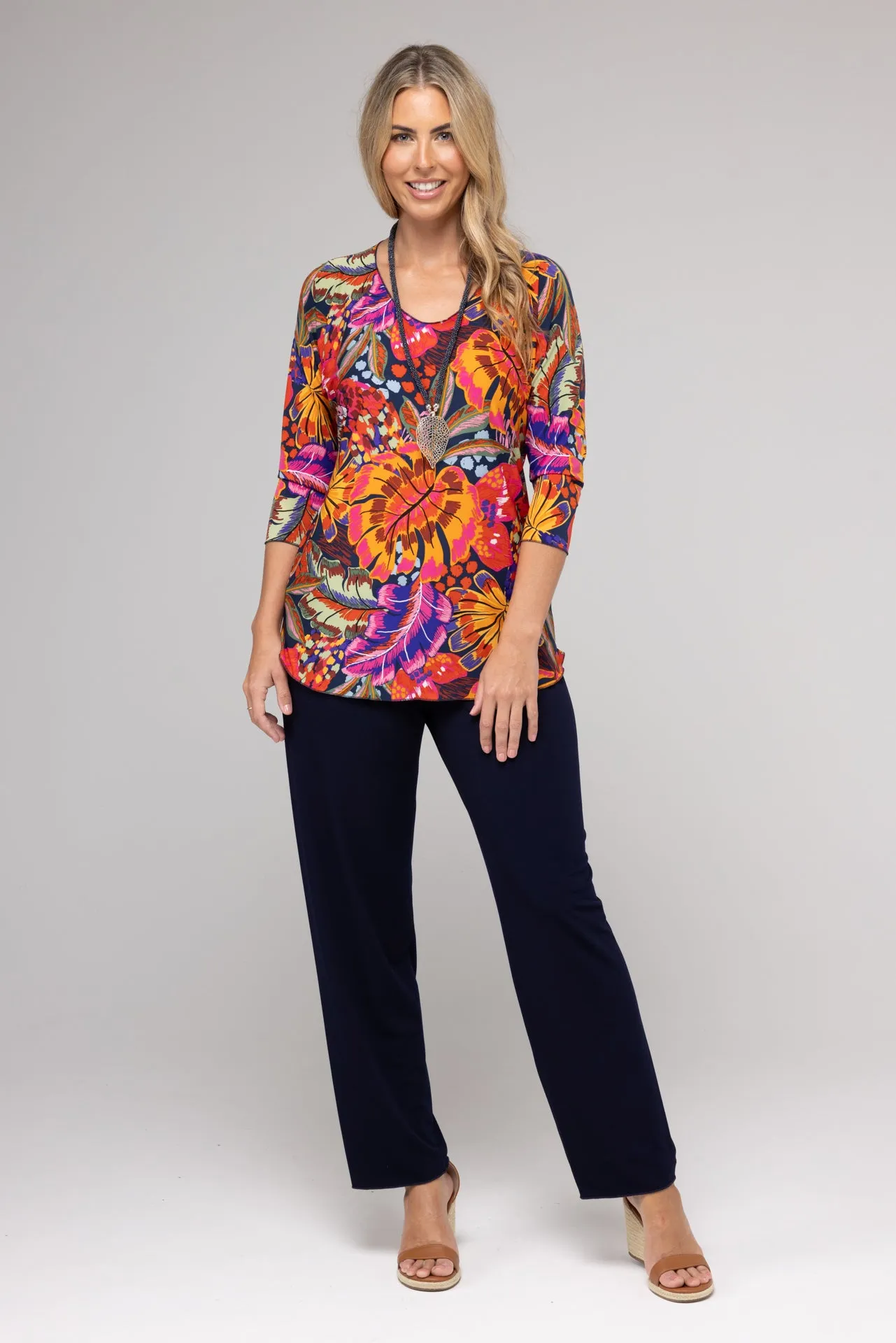 Java Print 3/4 Sleeve Jersey Top