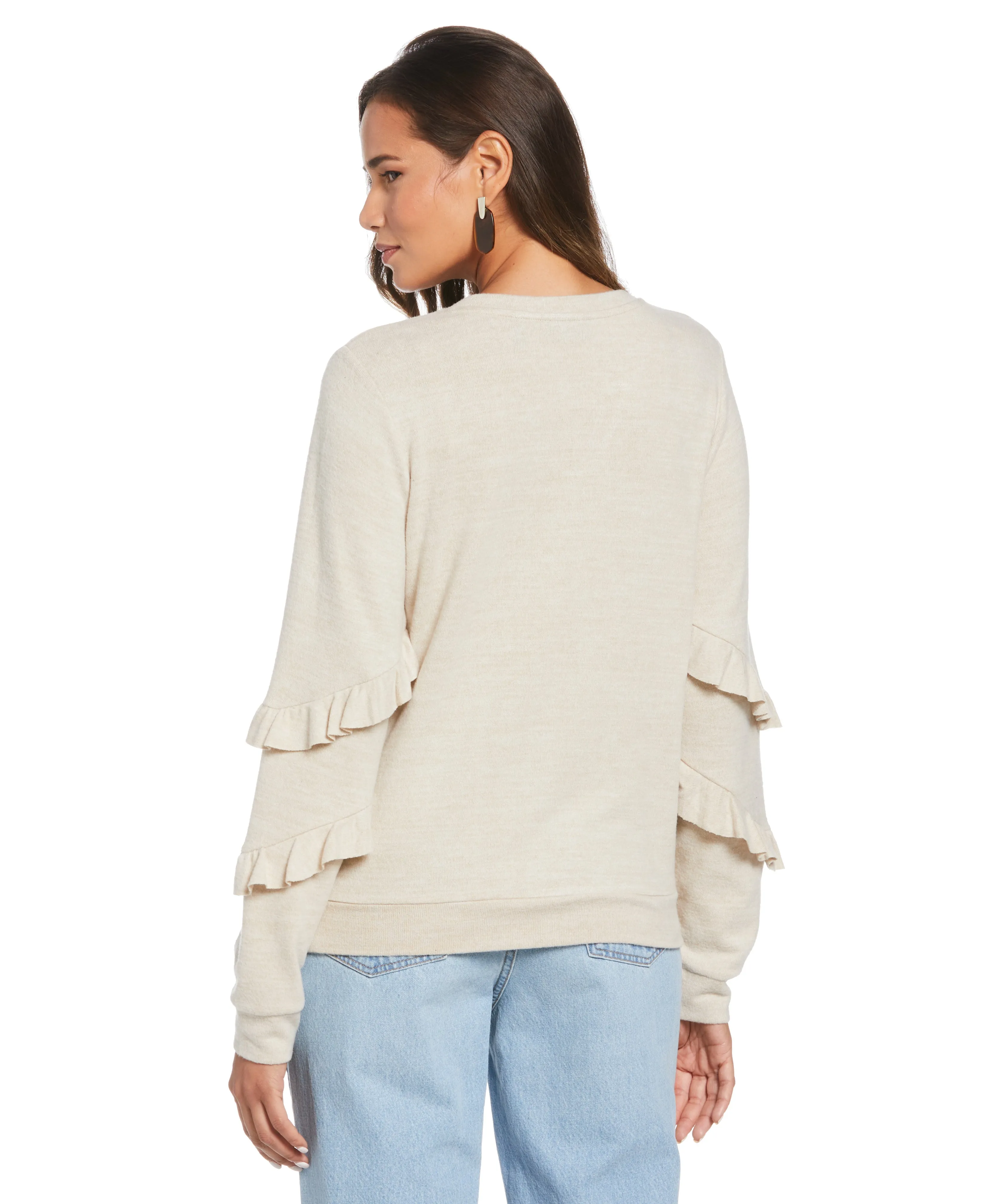 Knit Cutout Ruffle Sleeve Top