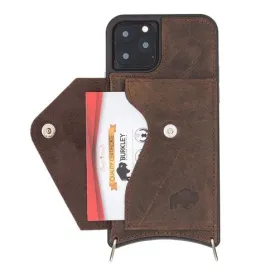 Lara iPhone 11 Pro Crossbody Wallet Case, Distressed Coffee