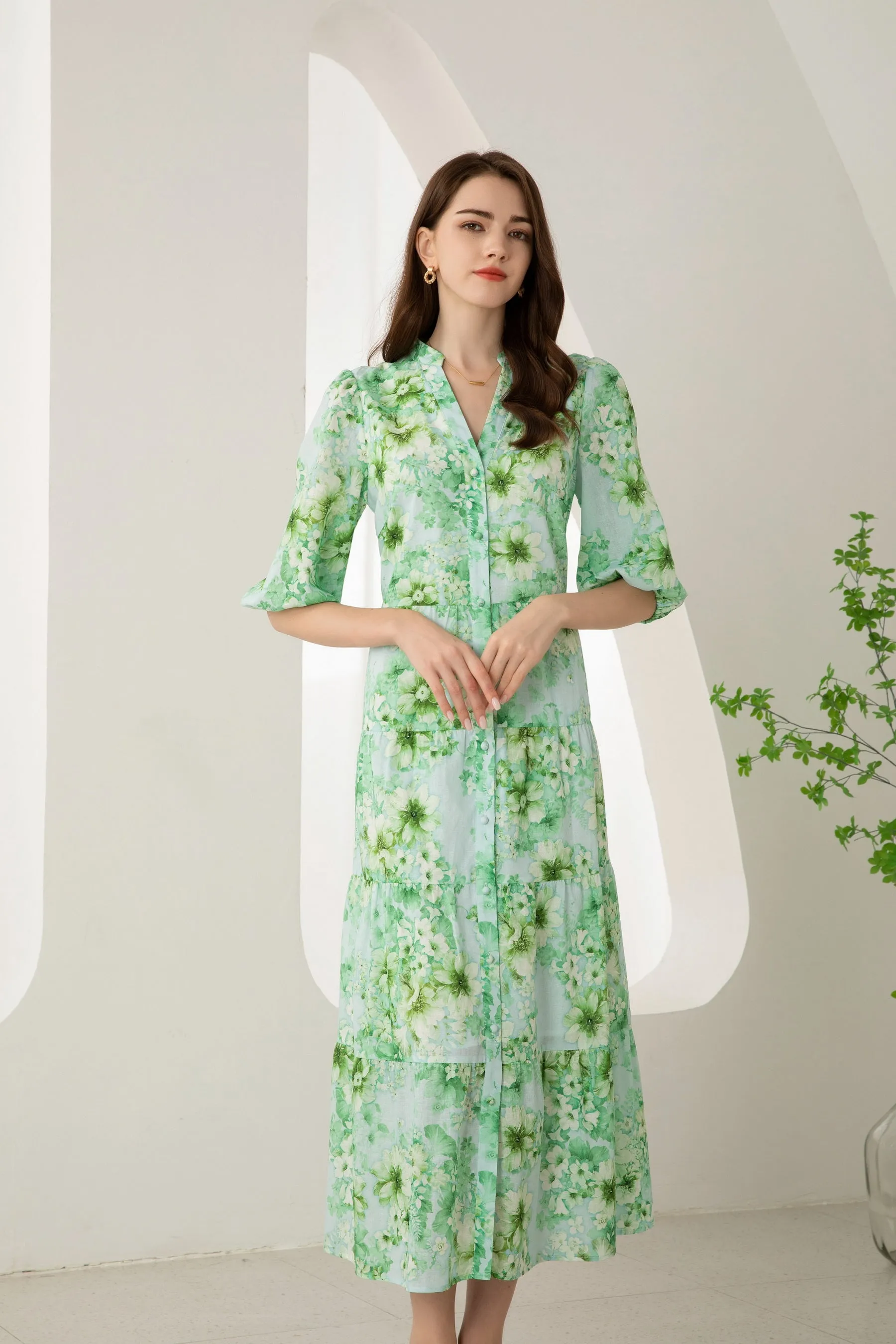 Liat Floral Dress - Green - GDS