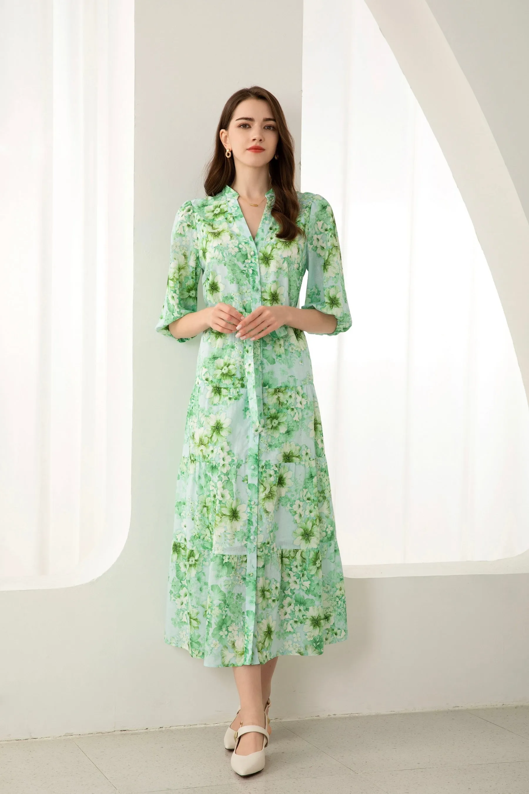 Liat Floral Dress - Green - GDS