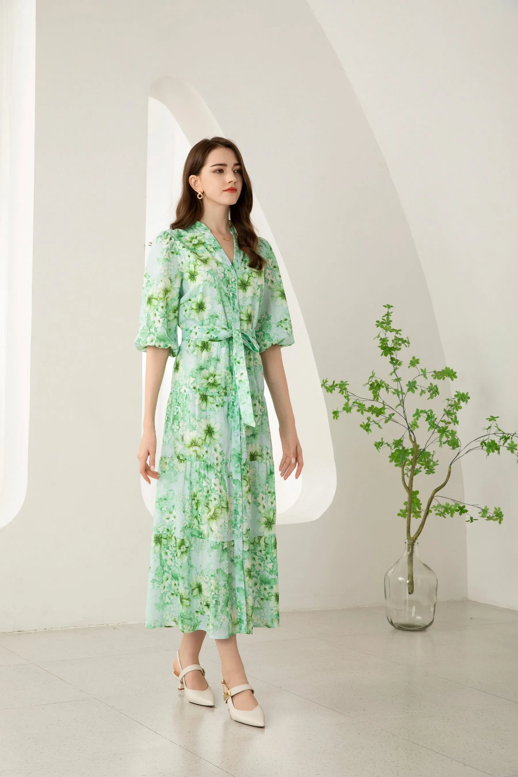 Liat Floral Dress - Green - GDS