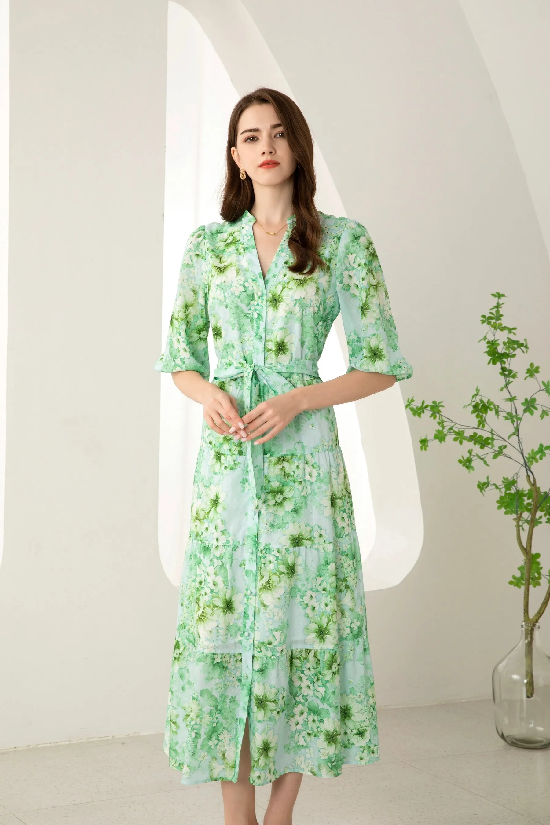 Liat Floral Dress - Green - GDS