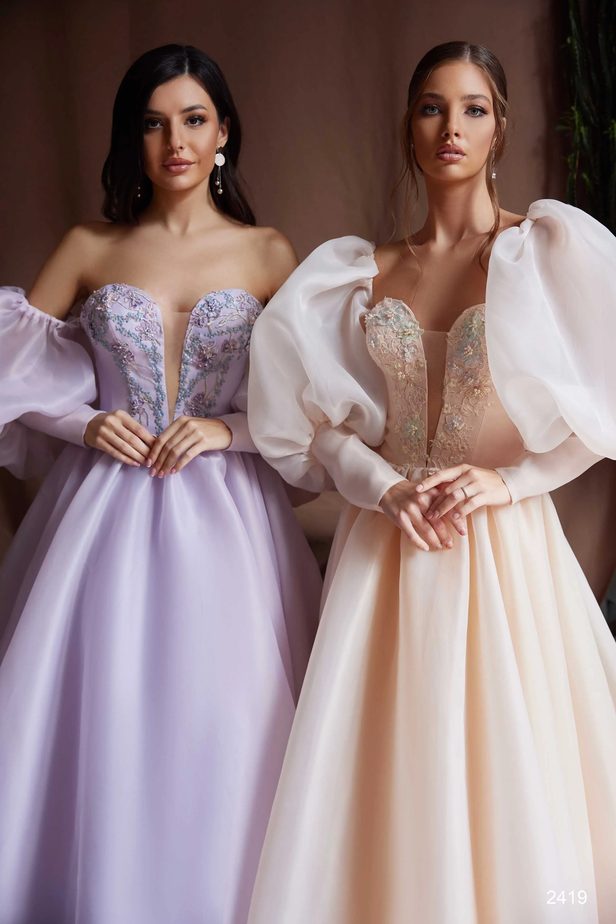 Lilac Ball Gown with Detachable Sleeves