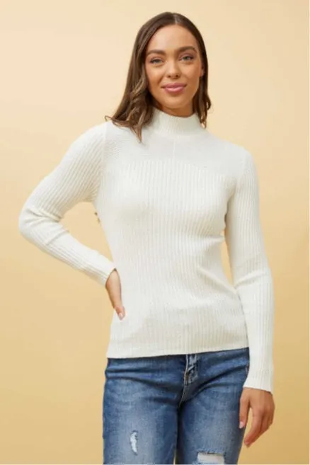 Mel Rib Knit White