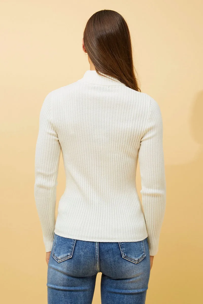 Mel Rib Knit White