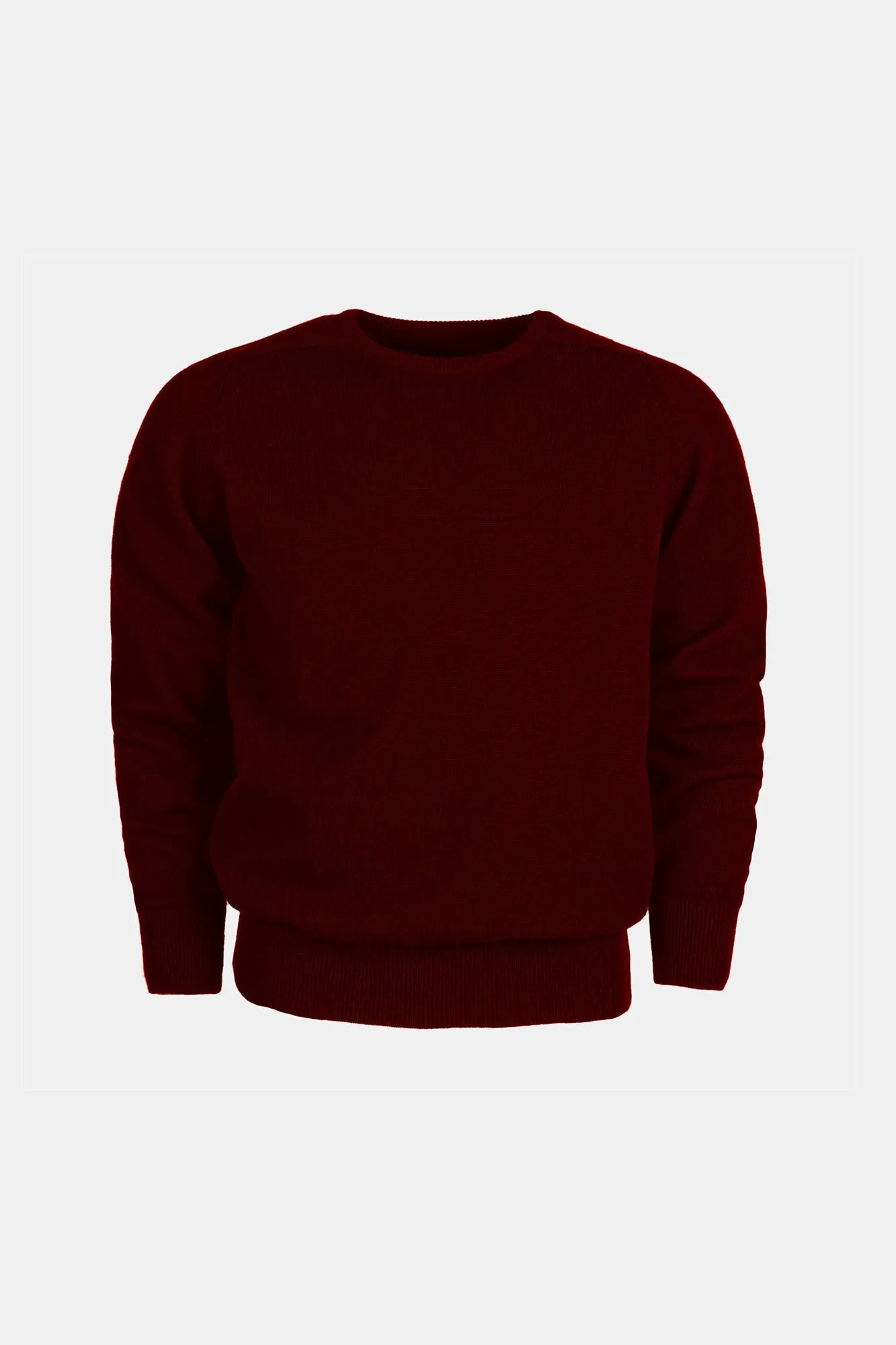 Men's Lambswool Saddle Shoulder Crew Neck - Burgundy