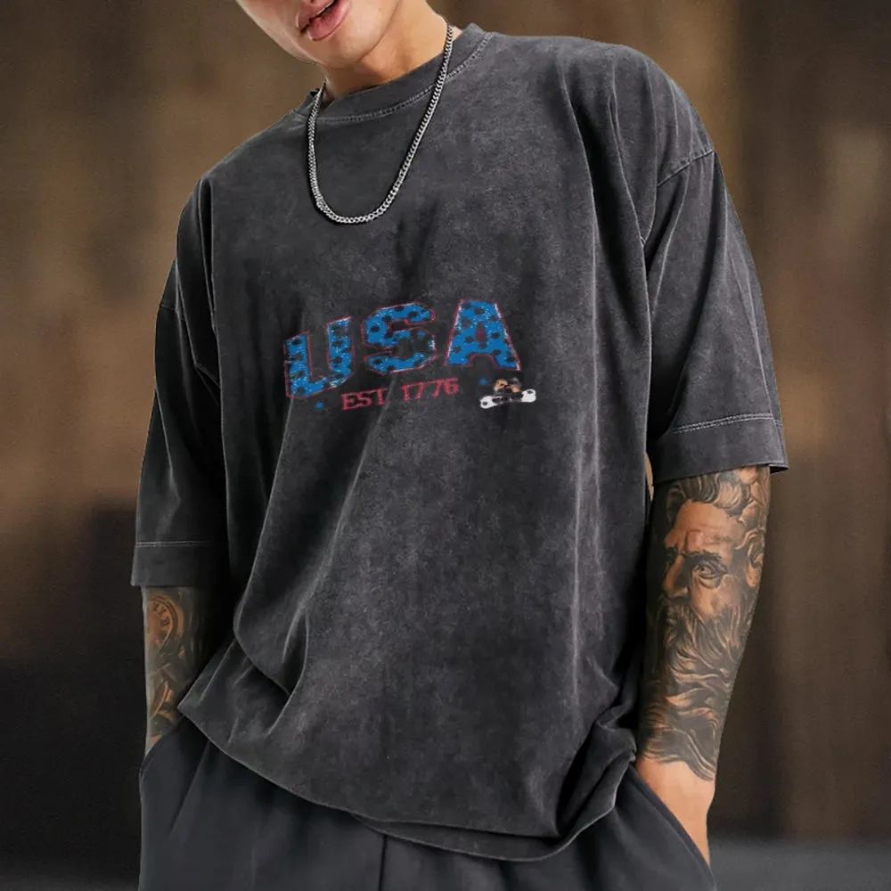 Mens USA EST 1776 Print Tee