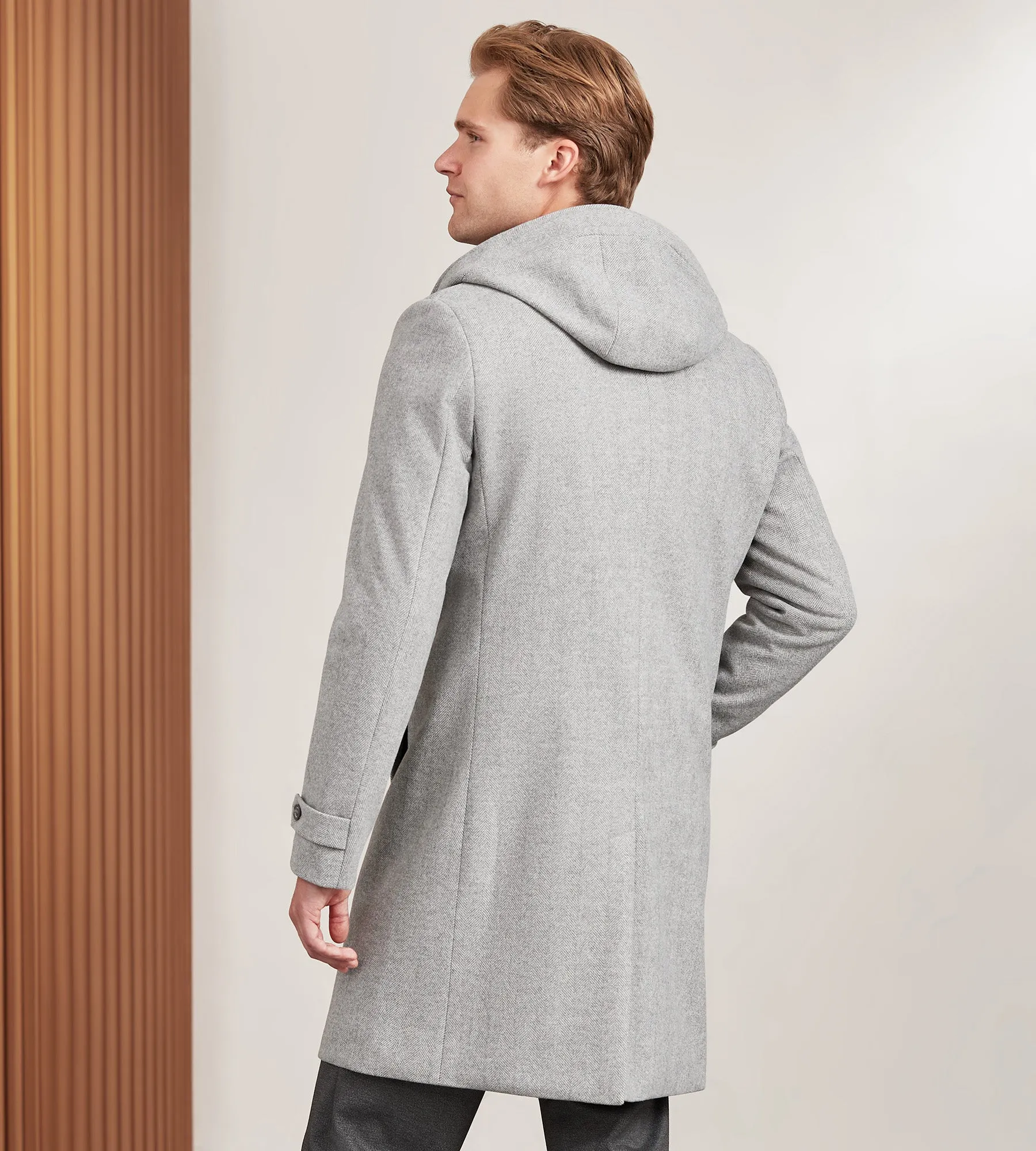 Modern Fit 4-Way Stretch Wool Coat with Removable Hood