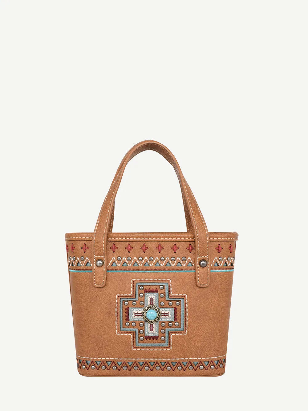 Montana West Embroidered Cross Concho Crossbody Mini Tote