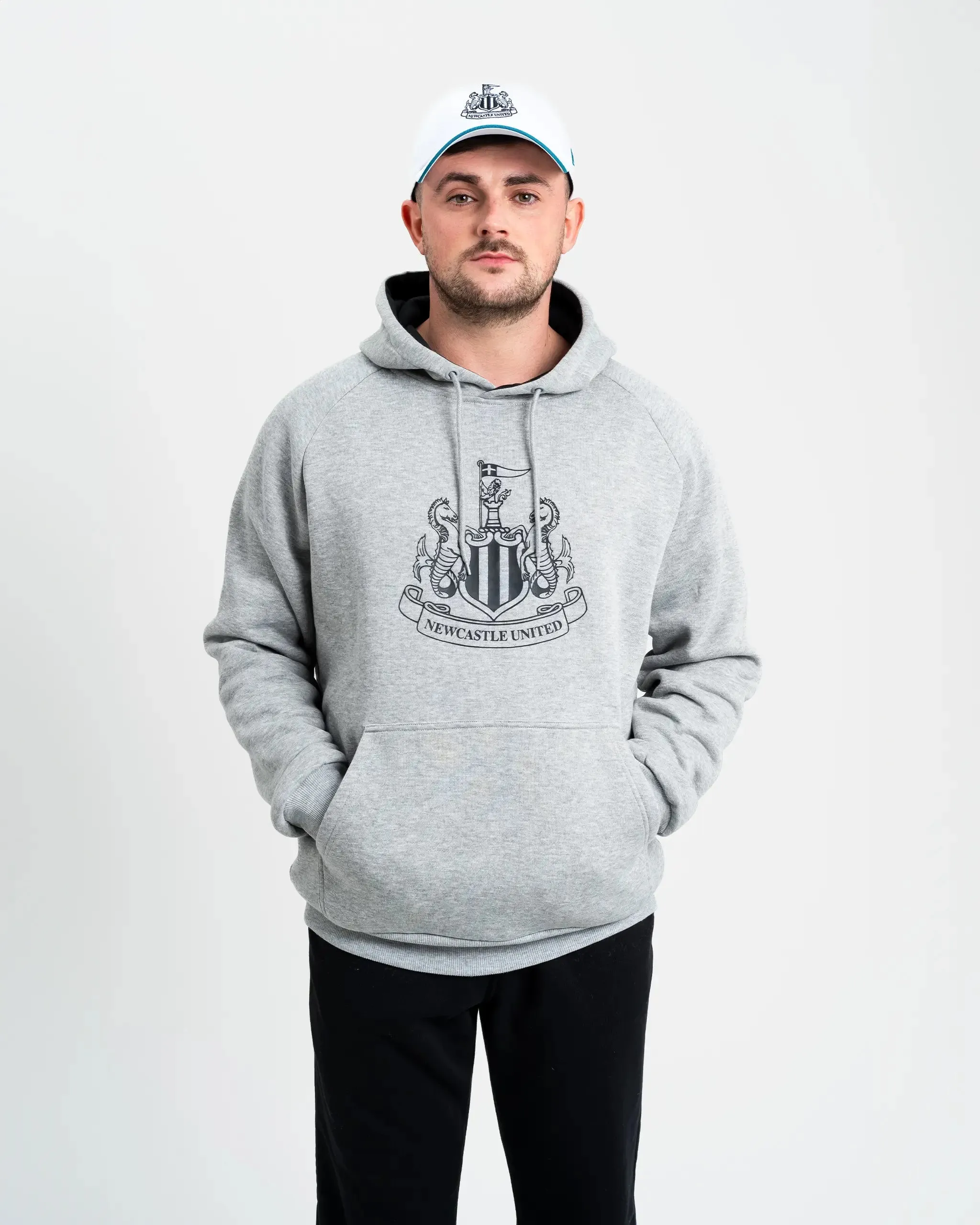 Newcastle United Men's Grey Marl Raglan Hoodie