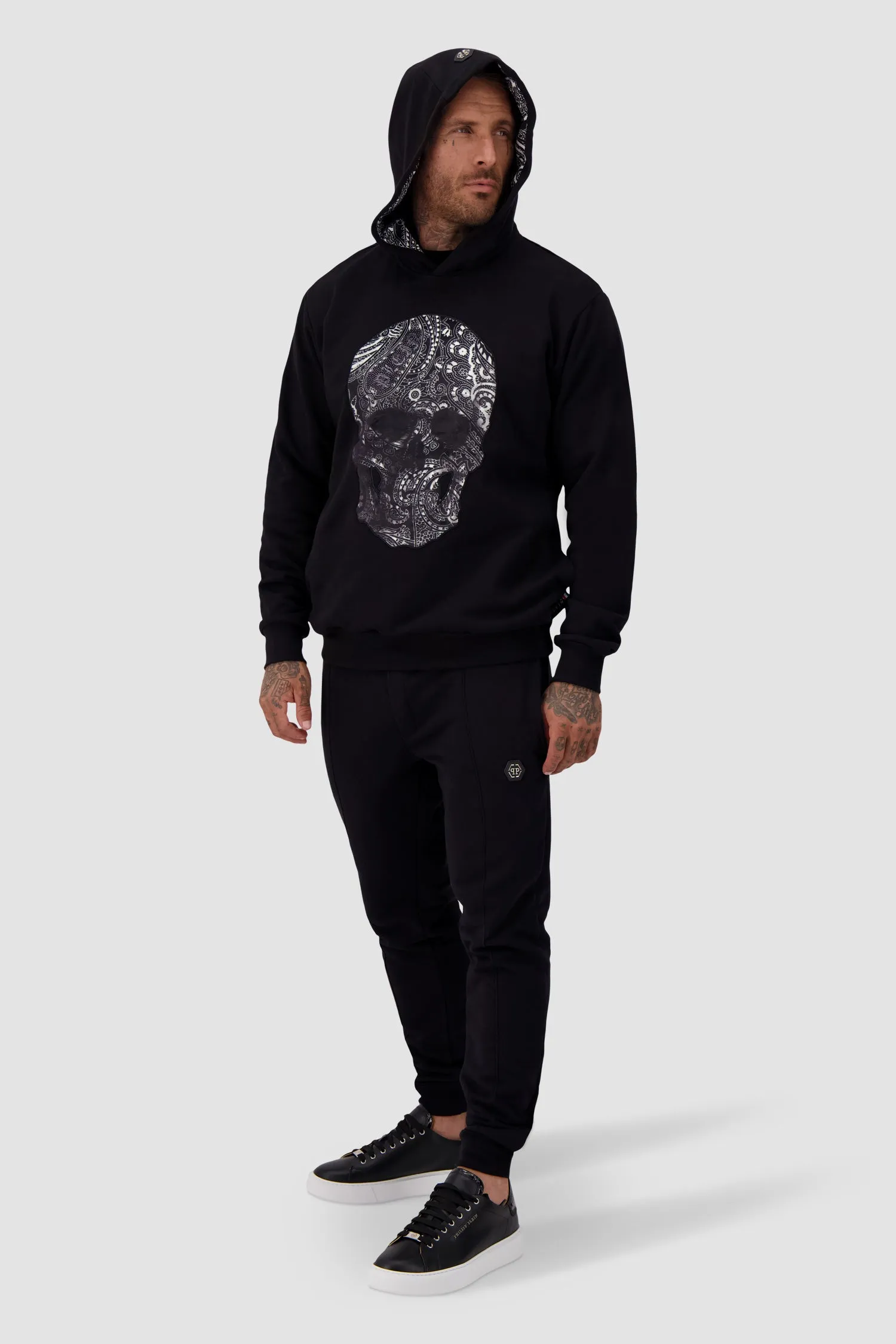 Philipp Plein Black Paisley Skull Hoodie