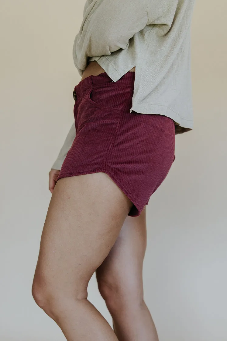 Retro Pocket Shorts - Merlot Corduroy