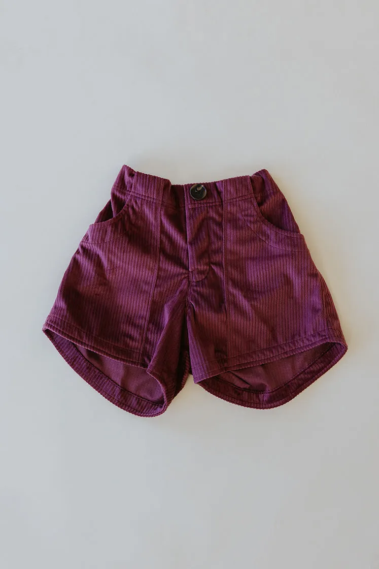 Retro Pocket Shorts - Merlot Corduroy