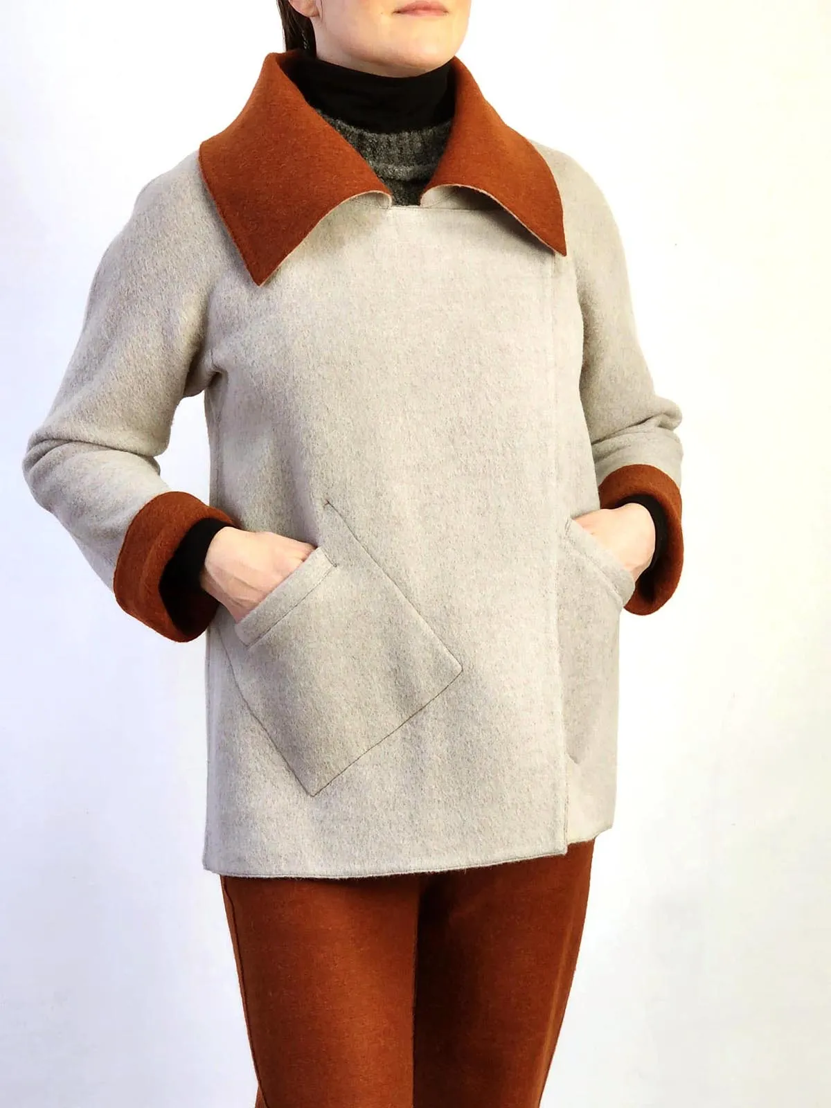 Reversible Big Collar Alpaca Coat