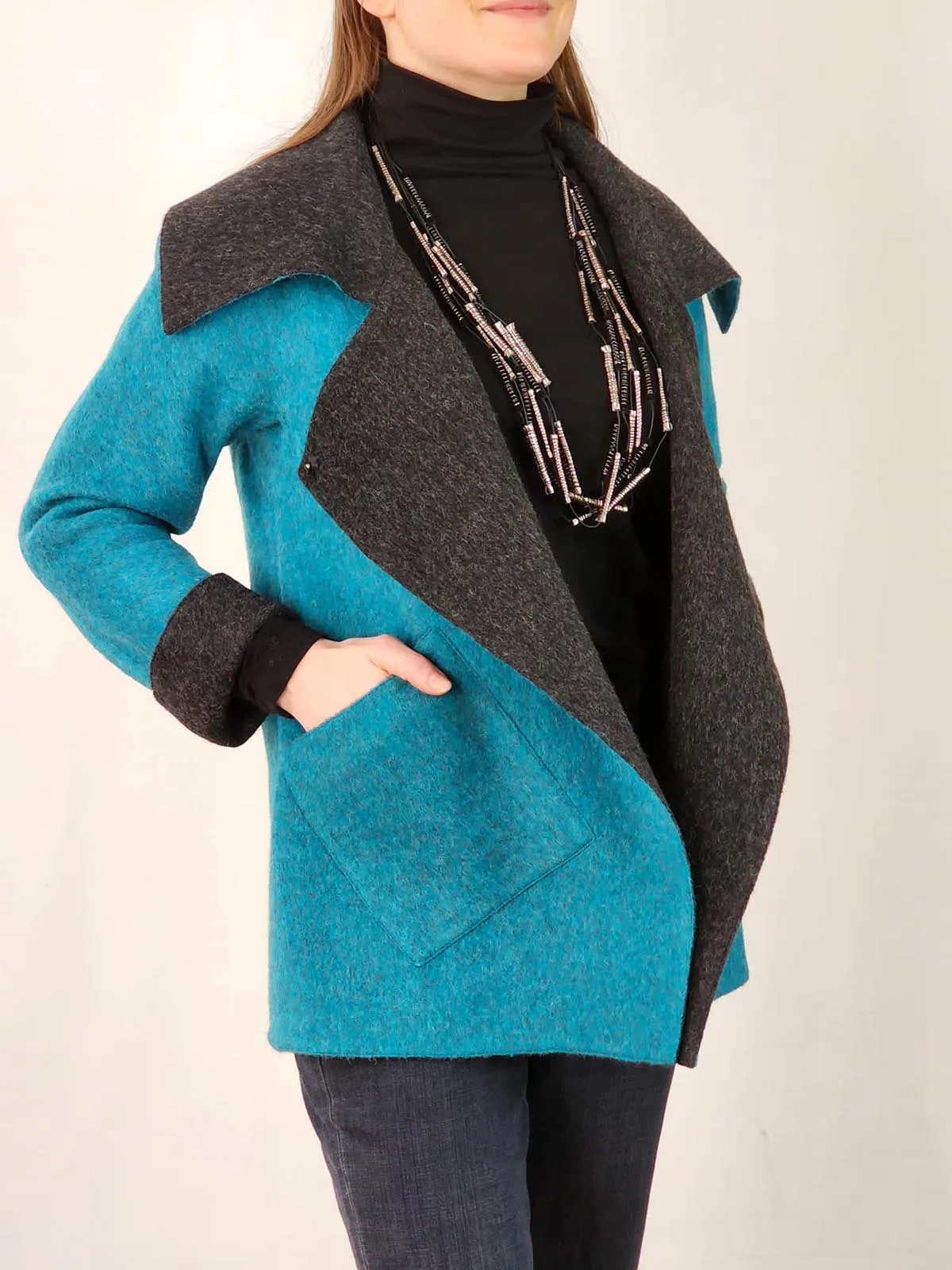 Reversible Big Collar Alpaca Coat