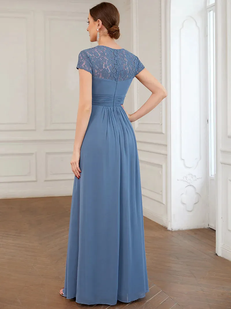 Ruched Top Flowy Evening Dress