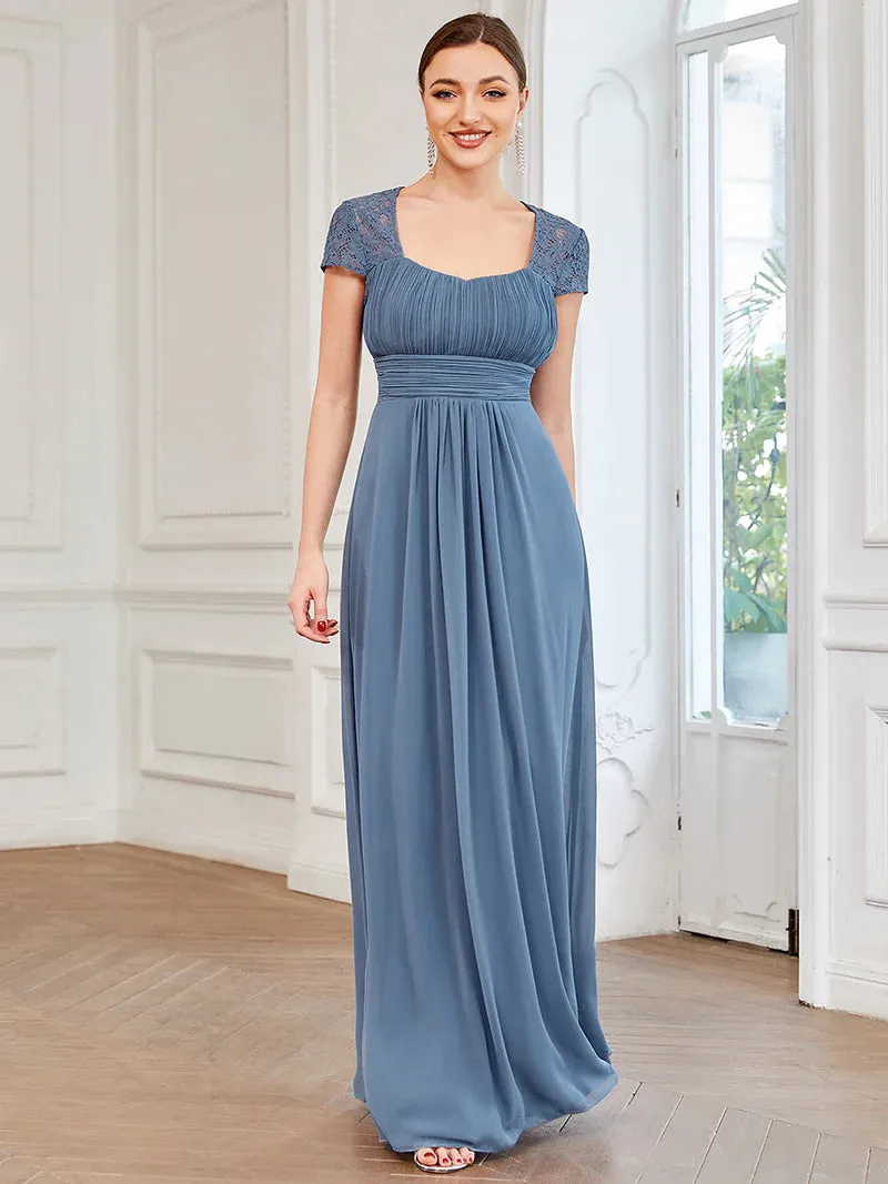 Ruched Top Flowy Evening Dress