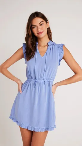 Ruffle Sleeve Tencel Dress - Peri Blue