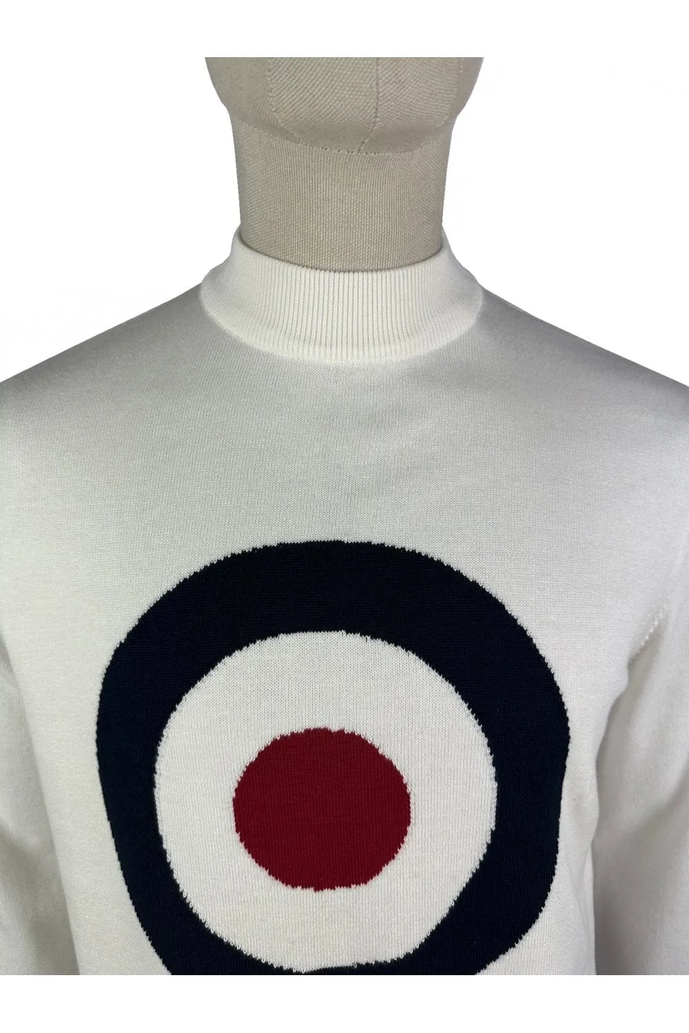 Ska & Soul Men's SS2524 LS 'Moon' Fine Gauge Turtle Neck Jumper Ecru