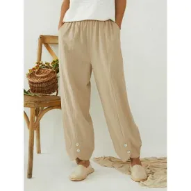 Solid Color Elastic Waist Loose Pants