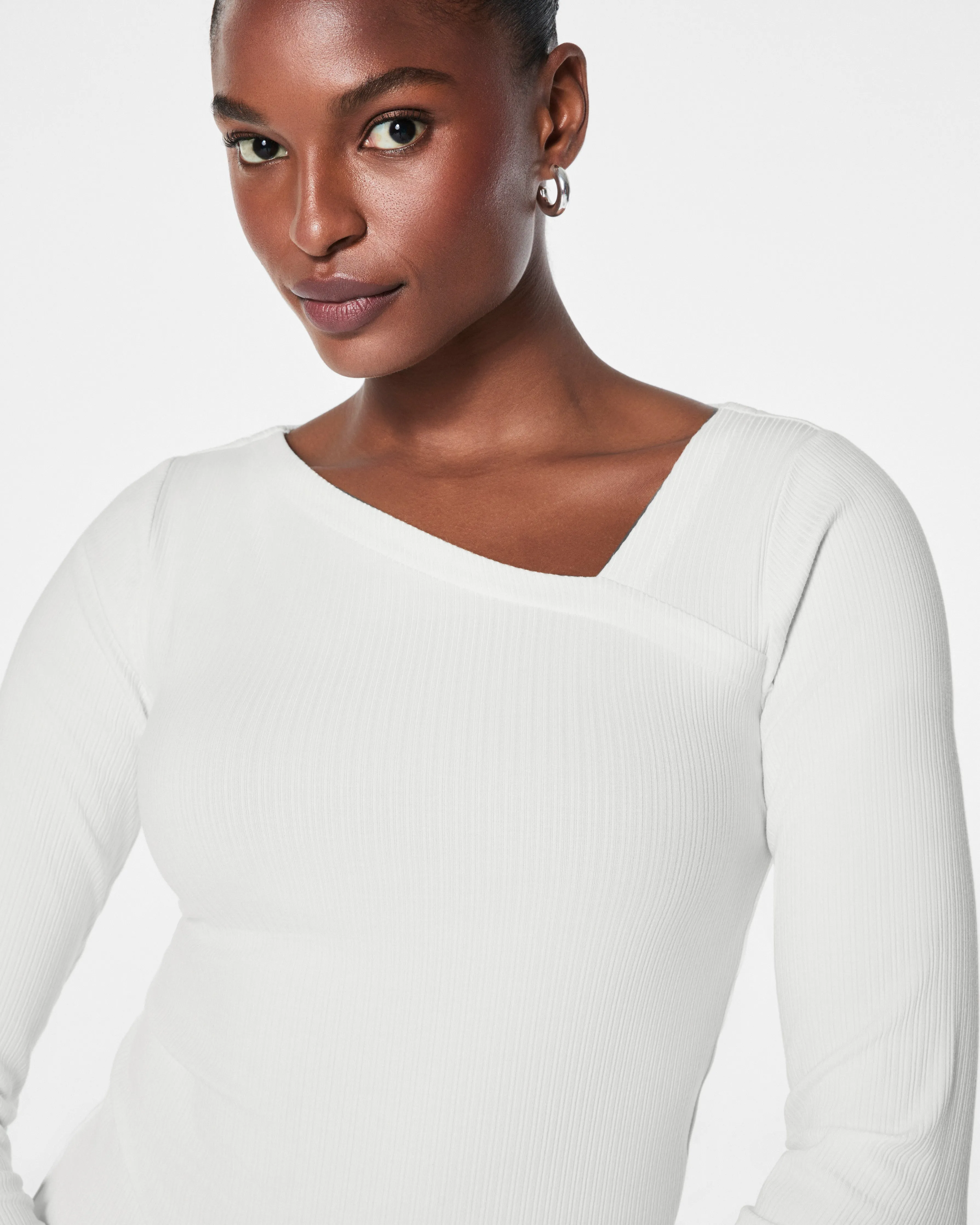 Stretch Rib Asymmetrical Top