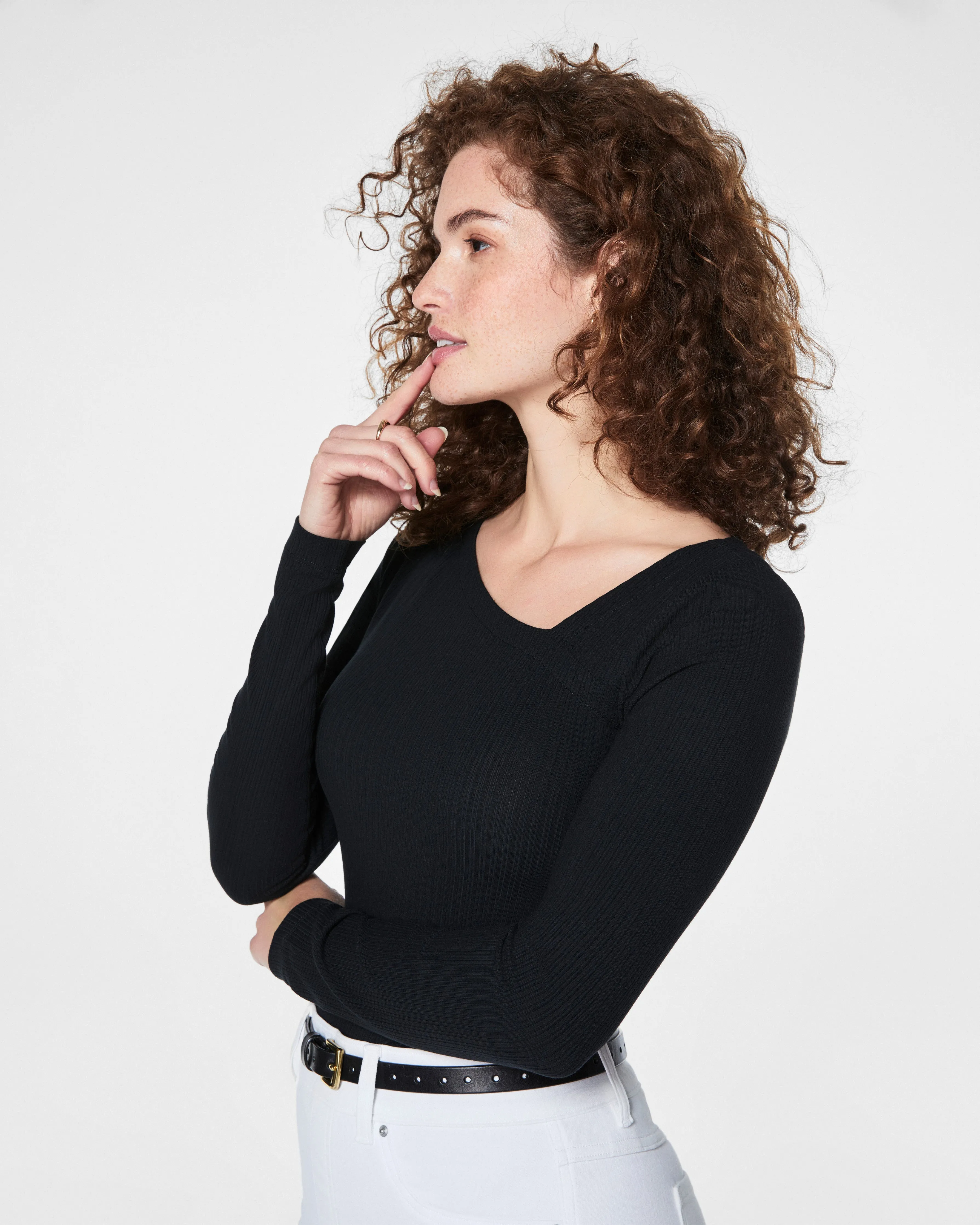 Stretch Rib Asymmetrical Top