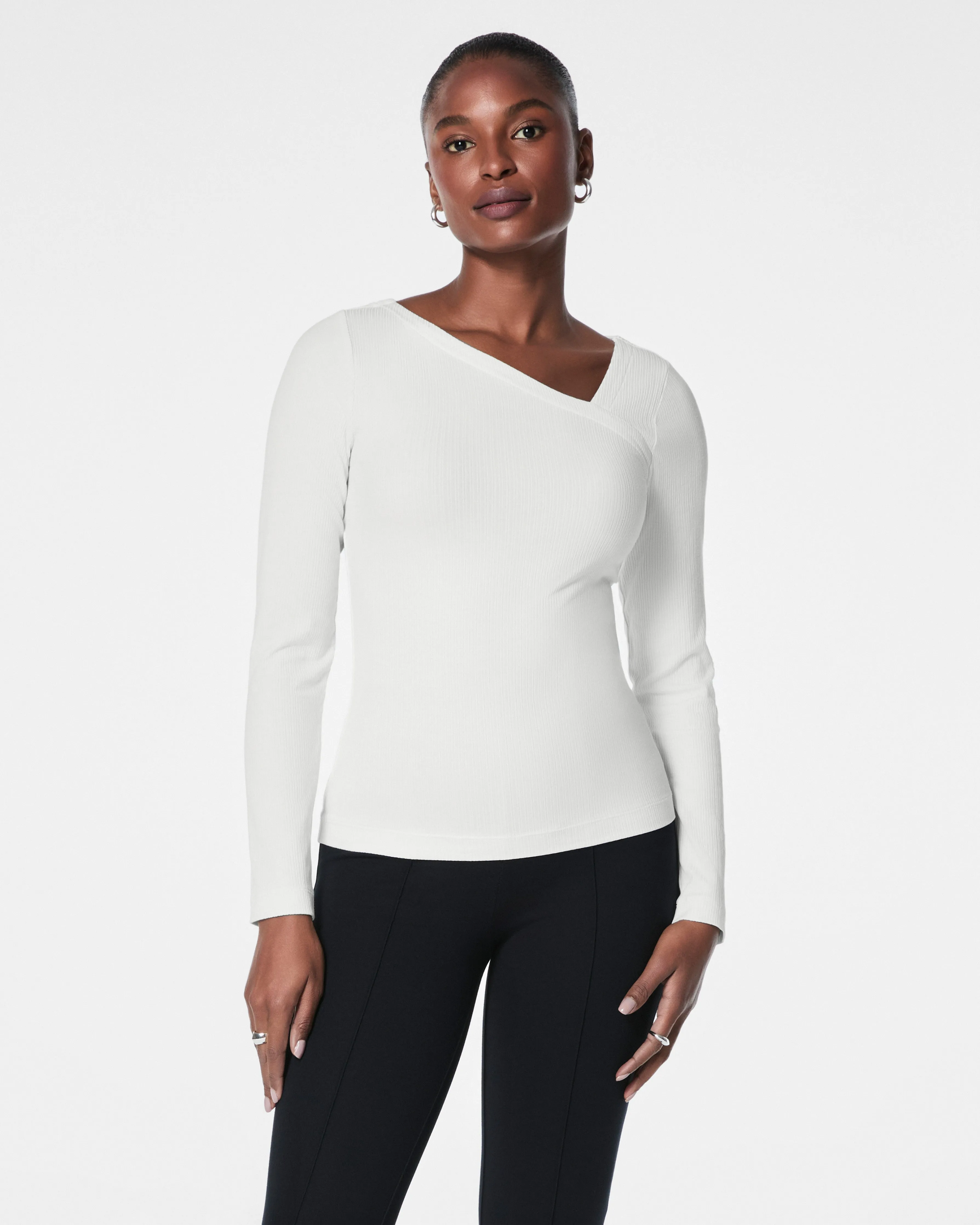 Stretch Rib Asymmetrical Top