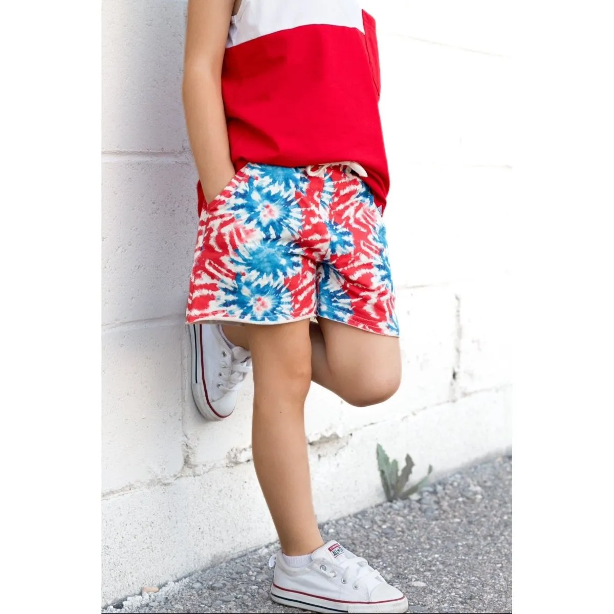 Summer Leisure Shorts- Patriotic Tie Dye