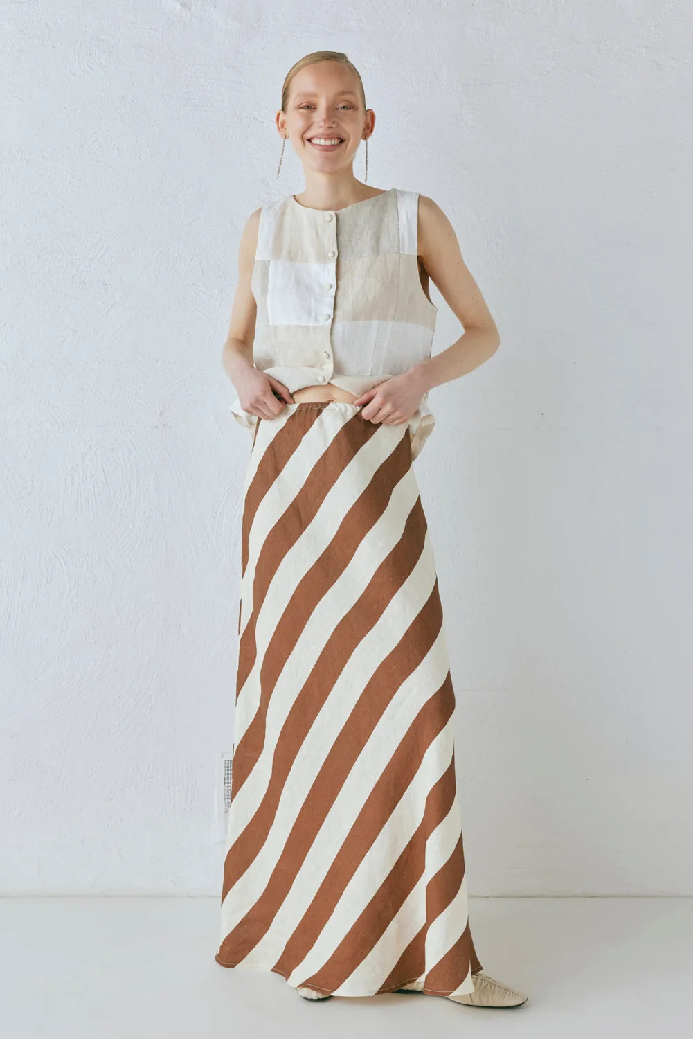 Sun Linen Maxi Skirt Stripe