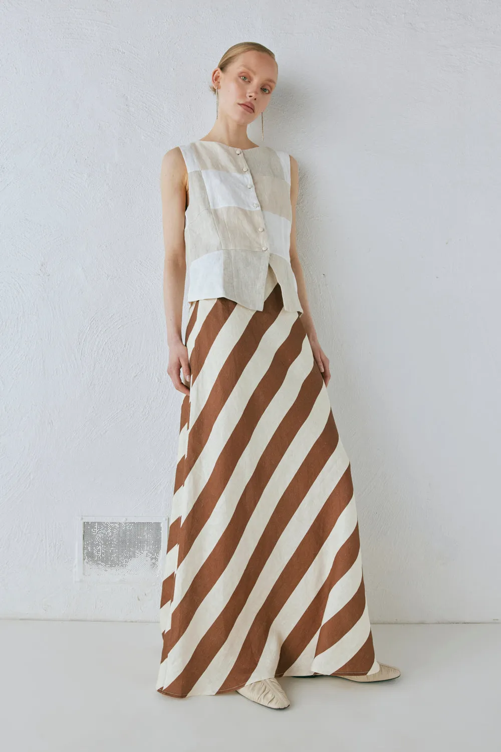 Sun Linen Maxi Skirt Stripe