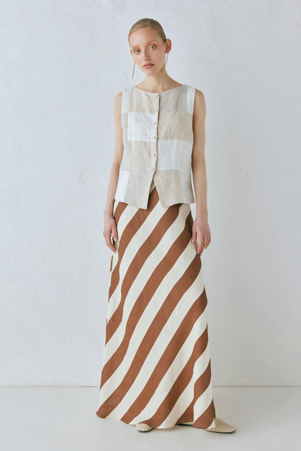 Sun Linen Maxi Skirt Stripe