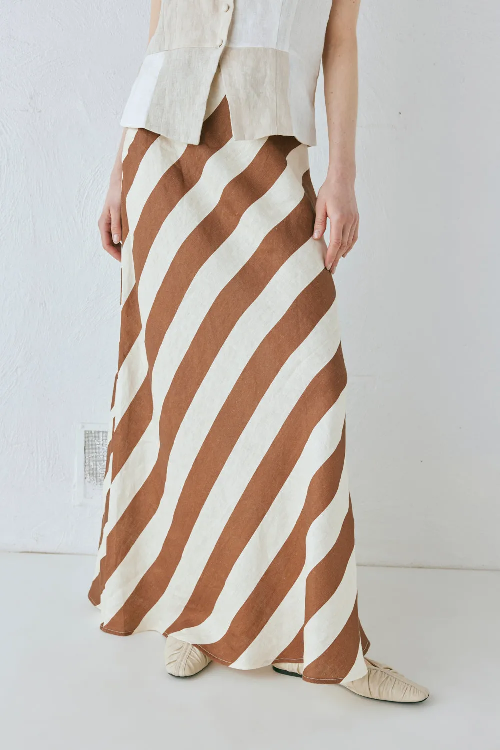 Sun Linen Maxi Skirt Stripe